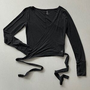 GAP Dark Gray Long Sleeve Wrap Top